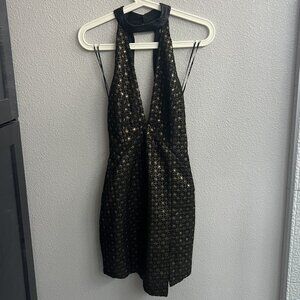 NWT blessed are the meek Black and Gold Mini Dress Size 1